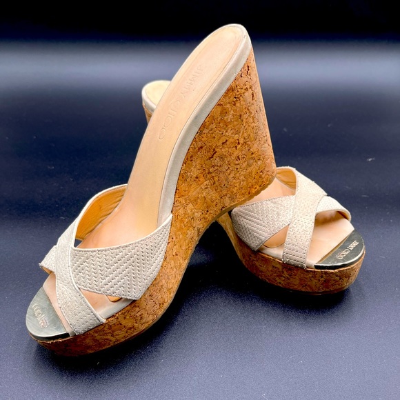 Jimmy Choo Wedge Slide Platform Sandals - Picture 1 of 9